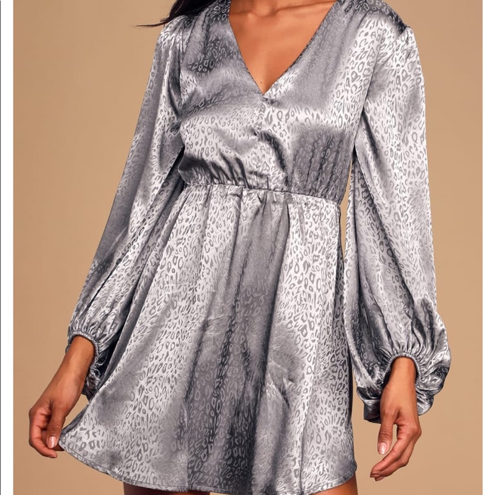 NWT Sage the Label silver leopard print mini dress size XS